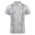thumbnail image 4 of Purple Grey Leaves Men Zipper T-shirt Summer Casual Short Sleeve T-shirt Top, 4 of 7