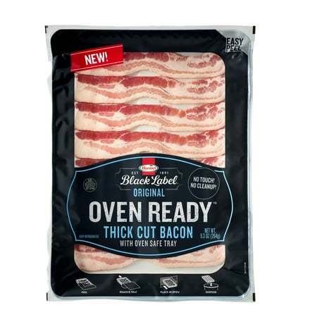 HORMEL BLACK LABEL OVEN READY Original Thick Cut Bacon, 9.3 oz Plastic Tray