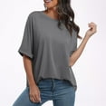 thumbnail image 5 of Antinious Summer Tops for Women Trendy,Sweatshirt for Women,Ladies Casual Crewneck Short Sleeve Solid Loose Short Loose T-shirt,Brown,XL, 5 of 5
