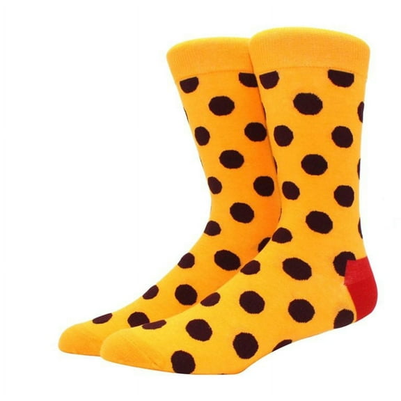 Orange (Gold Yellow) with Black Polka Dots Socks from the Sock Panda (Adult Large - Men's Shoe Sizes 8-12)