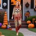 thumbnail image 2 of Matching Family Halloween Pajamas Set - 2 piece Pumpkin Face Print Long Sleeve Top and Pants Sleepwear Sets,Funny Cartoon Family Halloween Pajamas for Halloween Night for 3XL Pjs, 2 of 5