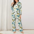 thumbnail image 2 of Lsque Watercolor Leaves Pattern Long Sleeve Pajama Set for Women - Soft 2-Piece Sleepwear and Loungewear Set with Pockets, Comfy Nightwear-XX-Large, 2 of 7