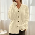 thumbnail image 6 of Gyexs Womens Fall Cardigan Sweaters Crewneck Long Sleeve Button Open Front Knit Sweater Women Oversized Cardigans (Beige, Size L), 6 of 6