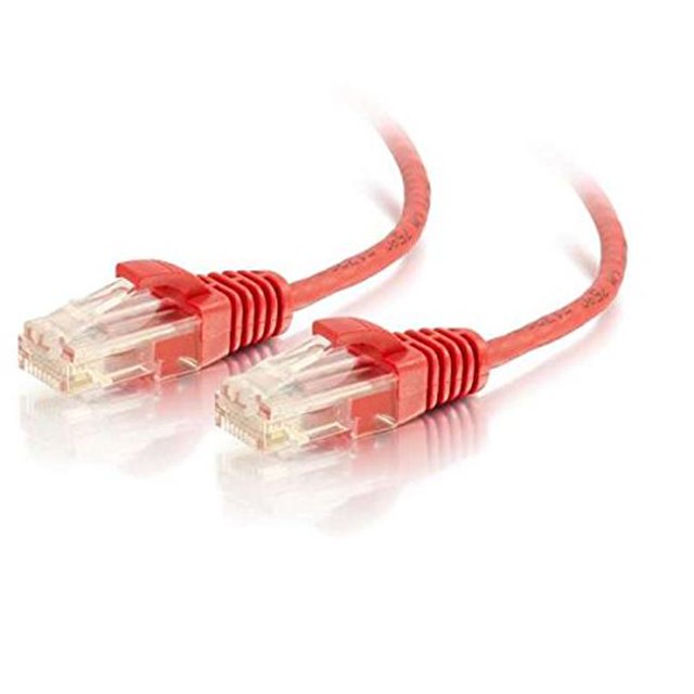 Câble de Patch Réseau Ethernet Mince Sans Accroc Non Blindé Cat6 7 Pi - Rouge