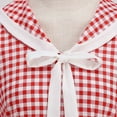 thumbnail image 5 of Gifts Usmixi Formal Dresses for Women Cocktail Party Prom Vintage 1950S Pleated Swing A Line Dresses with Bow V-Neck Short Sleeve Plaid Print Summer Midi Dress Red s, 5 of 6