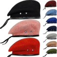 thumbnail image 2 of Nueva moda boina de lana gorra militar deportes al aire libre mantener caliente rosa, 2 of 3