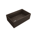 thumbnail image 3 of BOCCHI Contempo Apron Front Step Rim Fireclay 30 in. Single Bowl Kitchen Sink with Protective Bottom Grid and Strainer in Matte Brown, 3 of 6
