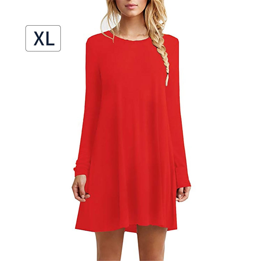 red swing dress long sleeve