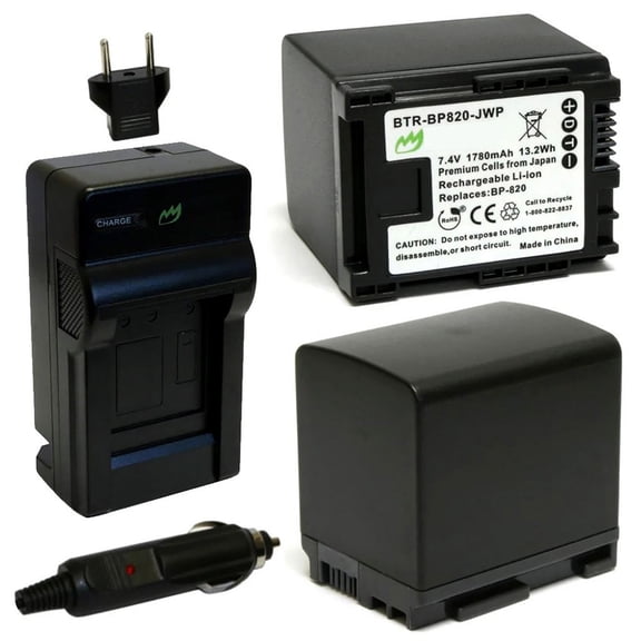 Replacement for Canon VIXIA HF G70 Battery (2-Pack, 1780mAh) and Charger with Car Adapter