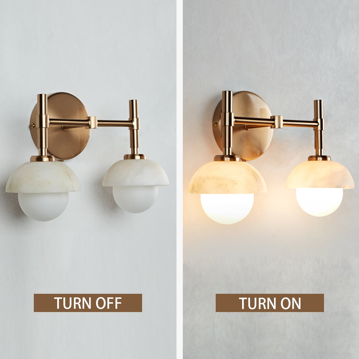 Opal Glass Shade and Hand-Carved Alabaster - Elegant Light Fixture for Hardwired Installation Brass Wall Sconce , Wall Lights for Living Room , Bedroom Wall Light Sconces