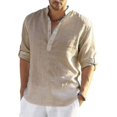 thumbnail image 1 of Camisa de lino de manga larga para hombre, camisa informal de algodón y lino, Top S-5xl, nuevo envío gratis, 1 of 5