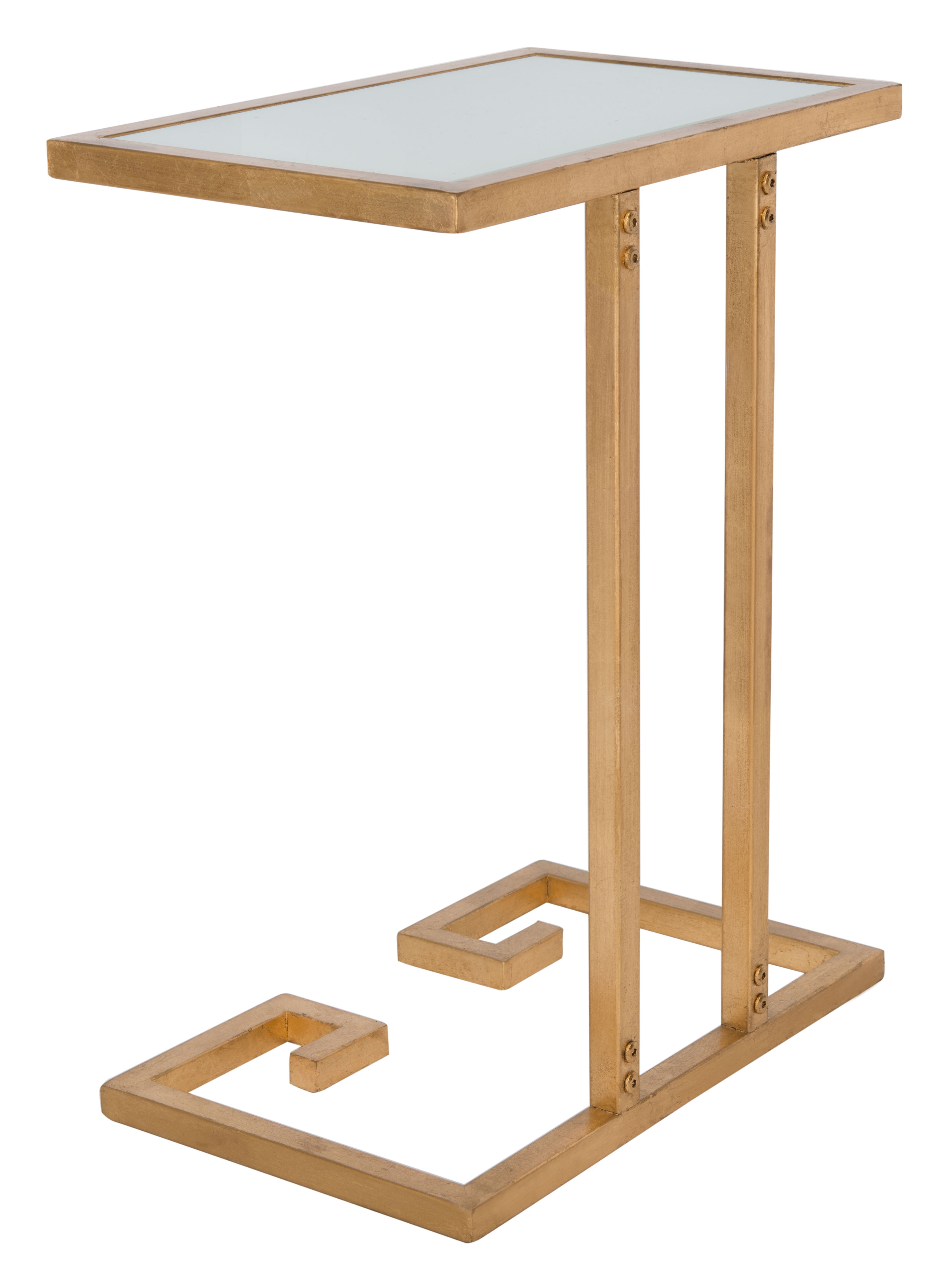 SAFAVIEH Murphy Solid Classic Accent Table, Gold/White Glass