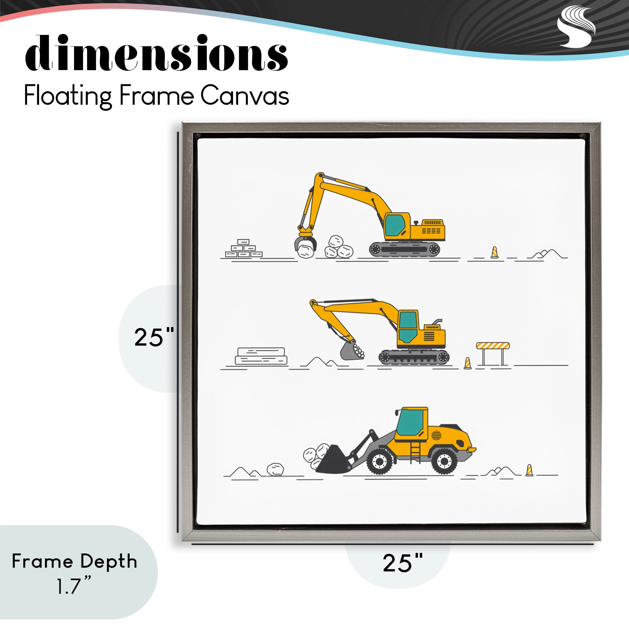 Stupell Industries Construction Digs Machine Gray Framed Floater Canvas Wall Art, design by Creative Studio