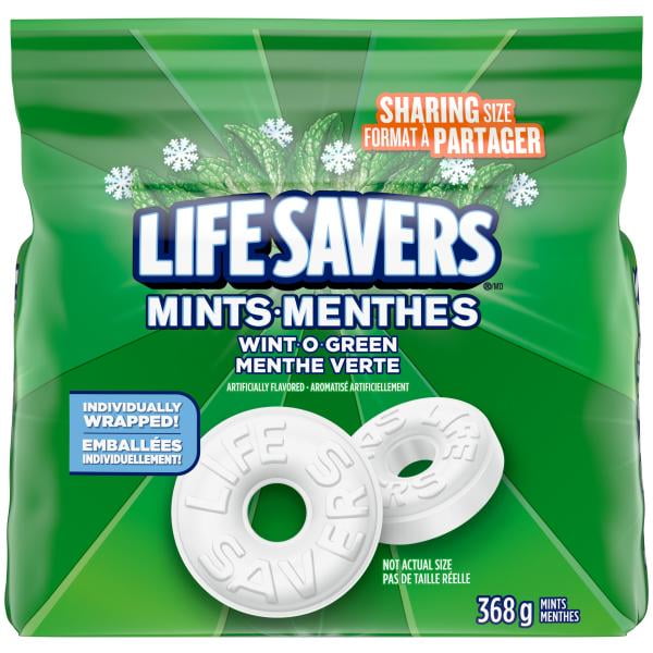 LIFE SAVERS, Wint O Green Candy Mints, Bag, 368g.