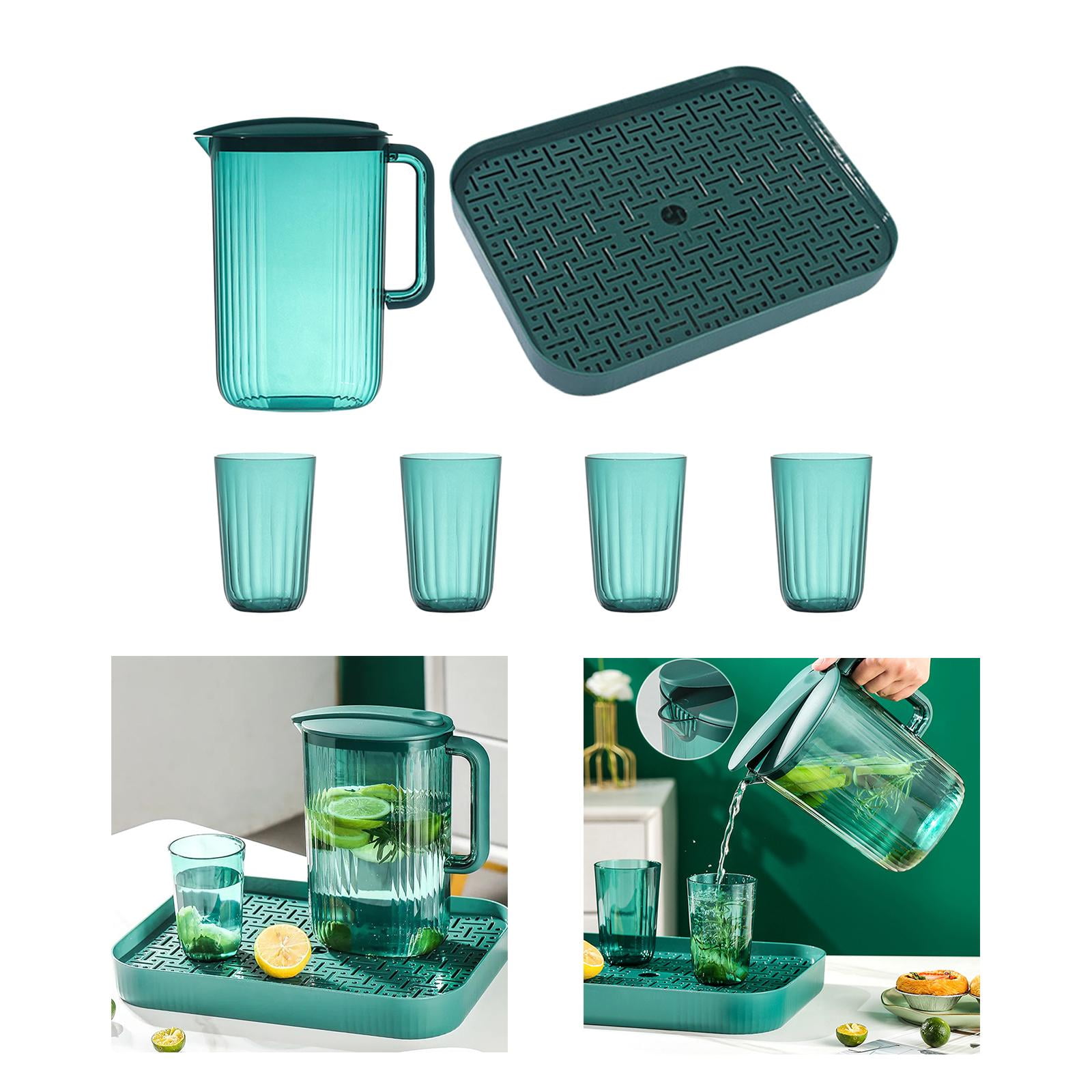 Fridge Door Water Pitcher with Lid Ice Tea Pitcher Heat Resistant Juice