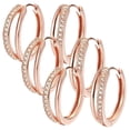 thumbnail image 1 of Pendientes únicos Ring04 3Pares Aro Oro Rosa Metal/Zirconia., 1 of 2