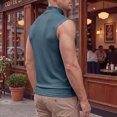thumbnail image 6 of XFeng Men's Ribbed Sleeveless Henley Tank Top, Stand Collar Casual Muscle Shirt, 6 of 7