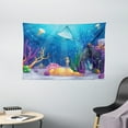 thumbnail image 1 of Ocean Decor Tapestry, Sealife Navy Fish Moss Shells Bubbles Stones and Sunbeams Rays Cartoon Print, Wall Hanging for Bedroom Living Room Dorm Decor, 60W X 40L Inches, Multicolor, by Ambesonne, 1 of 2