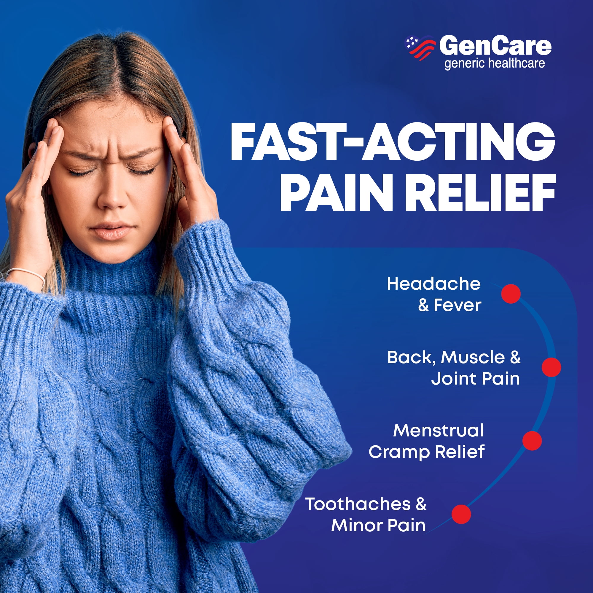 GenCare Extra Strength Acetaminophen 500mg Pain Relief Fever Reducer, 300 Caplets