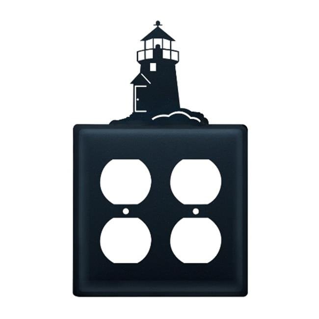 Village Wrought Iron EOO-10 Lighthouse Outlet Cover Double - Black