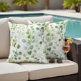 thumbnail image 5 of Green Leaves Pillow Covers 2 Pack Pastoral Leaf Watercolor Plant Country Style Pillowcase Waterproof Outdoor Throw Pillow Cover for Patio Garden Square Cushion 26”x26”, 5 of 9