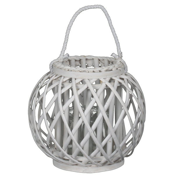 Round Bellied Lattice Design Lantern with Glass Candle Holder,Medium ...
