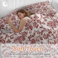 thumbnail image 5 of Farmhouse Red Duvet Cover Set, Vintage Flower Leaf Botanical Plant Soft Duvet Cover Twin Size Bedding Set 4 Pieces, 1 Quiltcover and 2 Pillowcases with Zipper, 1 Bed Sheet for All Seasons, 5 of 9