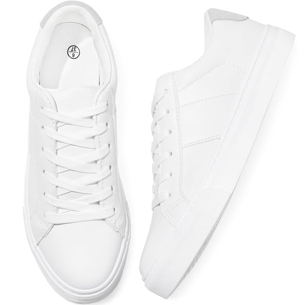Zapatillas de moda Adokoo blancas de piel sintética, zapatos casuales para mujer