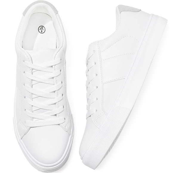 Zapatillas de moda Adokoo blancas de piel sintética, zapatos casuales para mujer