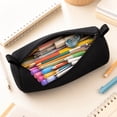 thumbnail image 2 of Cylindrical Pencil Case,Large Capacity Zipper Canvas Stationery Pouch,Spacious Storage Bag for Daily Desk Organizer,Travel Carry,Black, 2 of 7
