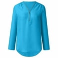 thumbnail image 4 of Patlollav Plus Size Womens,Women Summer Tops Long Sleeve Shirts Zip Casual Tunic Rollable Blouse, 4 of 6