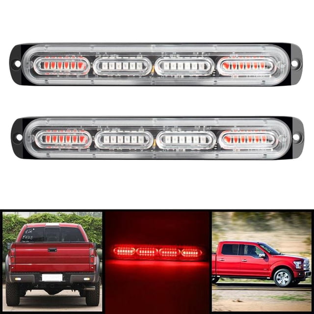 2 Piezas Coche Camión 24 led lámpara Estroboscópica de Intermitente Barra de Iluminación Montaje en Superficie Universal para Vehículos 2 rojo Yotijar Barra de luces de advertencia de emergencia