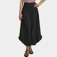 thumbnail image 2 of EDFBUYKRS Female Women Pants Casual Pants for Women Jeans Flare Women Linen Pants Summer Wide Leg Pants Smocked Waist Ruffle Hem Palazzo Pants Boho Flowy Beach Pants with Pocket S, 2 of 8