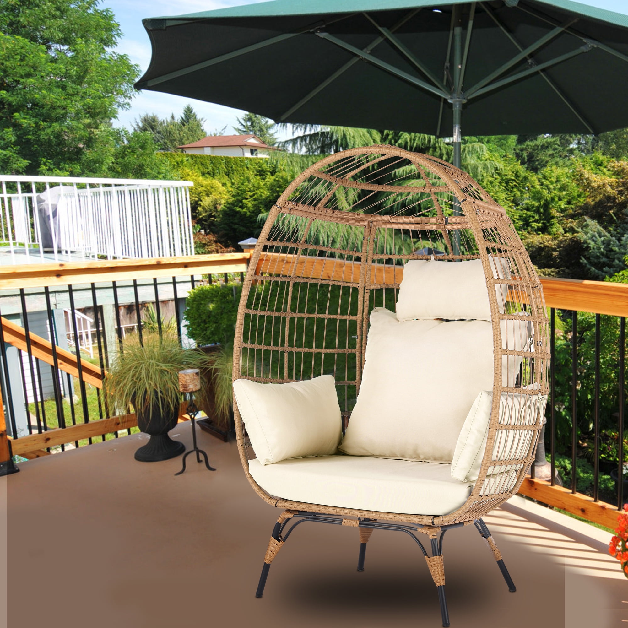 Wicker Egg Chair, Indoor Outdoor Egg Chair, Oversized Garden Porch