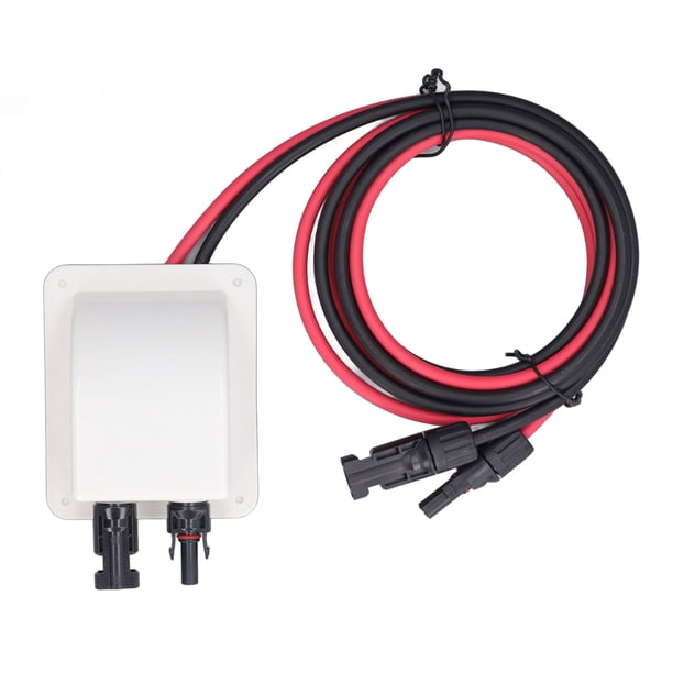 Glándula De Entrada De Cable Doble Solar, Carcasa De Entrada Solar Para RV Baja Pérdida De Energía Grueso Resistente A Los Rayos UV Con Cable De Extensión De 2 M 10 AWG Para