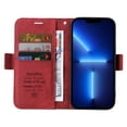 thumbnail image 2 of For iPhone 13 Pro Max Flip Case, Slide Card Pocket Premium PU Leather Folio Flip with Design Card Slots Wrist Strap Shockproof Kickstand Magnetic Protective Cover For iPhone 13 Pro Max, Red, 2 of 11