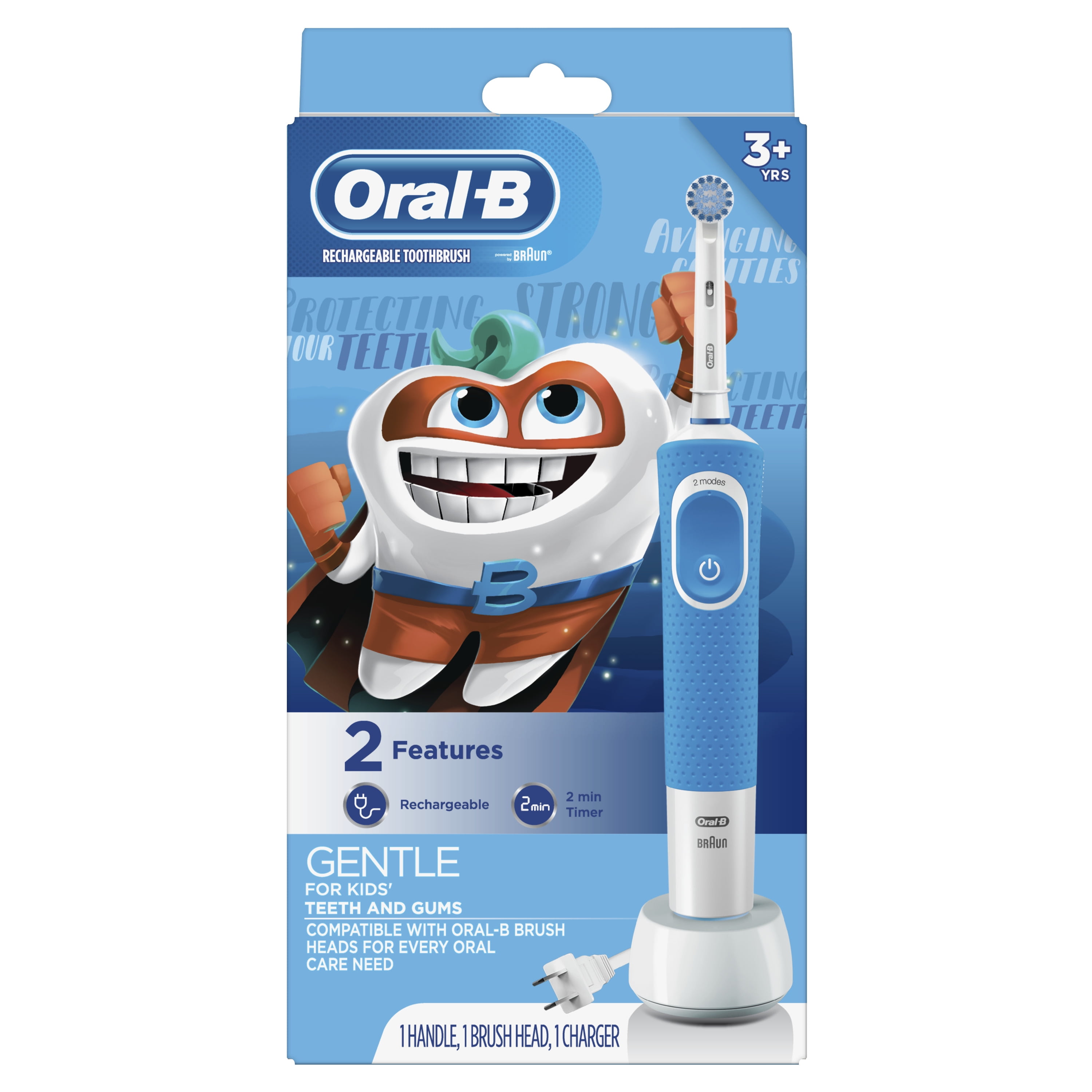 Doorzichtig kapitalisme gebouw Oral-B Kids Electric Toothbrush with Sensitive Brush Head and Timer,  Powered by Braun, for Kids 3+ - Walmart.com