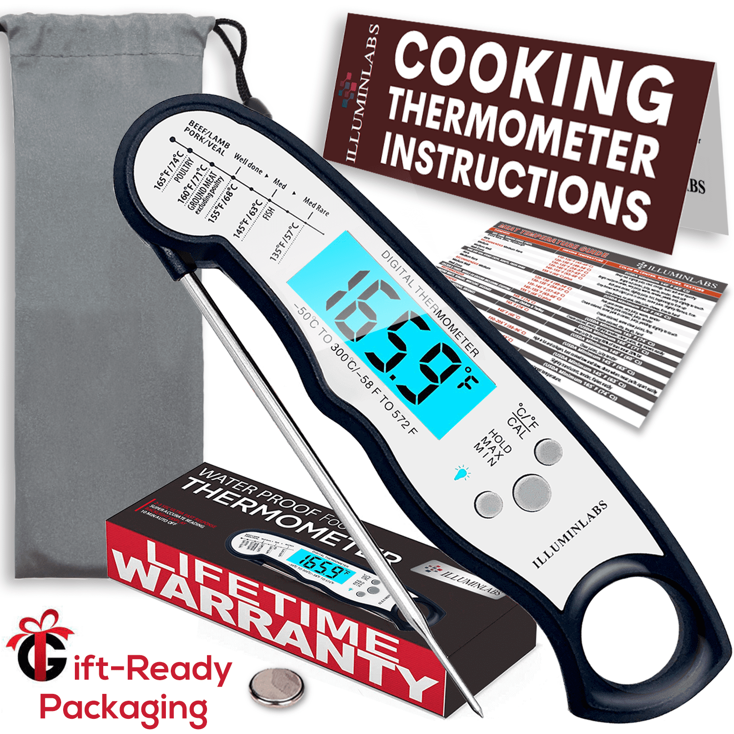 Kizen Digital Meat Thermometers for Cooking Waterproof Instant Read Food Therm 