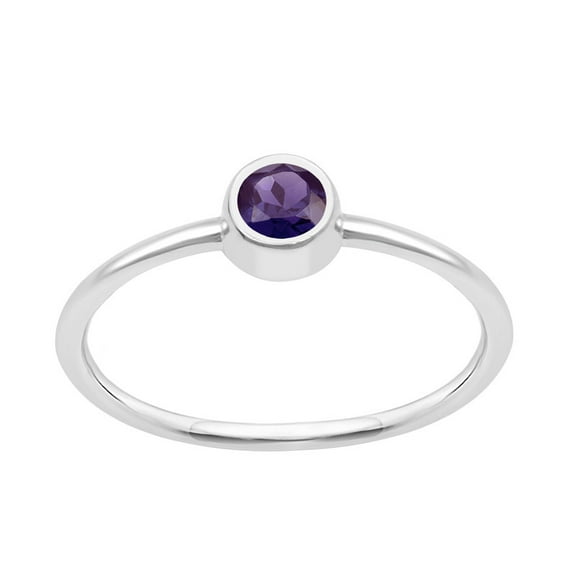 Bezel Set 0.25 Ctw Round Shape Amethyst 925 Sterling Silver Solitaire Women Wedding Ring