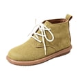 thumbnail image 3 of Willtoo Women's Vintage Lace Up Ankle Boots, Woven Texture Faux Suede Booties with Flat Sole, Casual Short Boots, 3 of 6