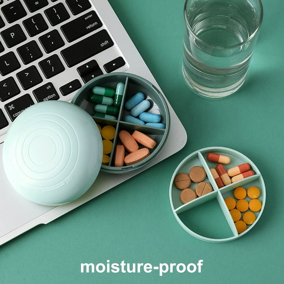 Jiaroswwei Pill Box Good Sealing Moisture-proof Double Layer Weekly 8-compartment Tablets Splitter Case for Travel