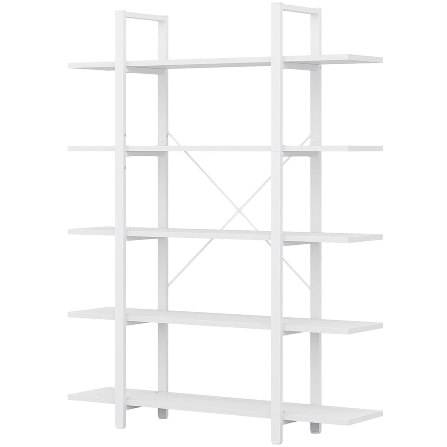 Demi Bonn 5 Tier Bookshelf, Bookshelves, Open Etagere Bookcase Shelf Storage Organizer, Free Standing Storage Shelving Unit for Bedroom, Living Room and Home Office, White