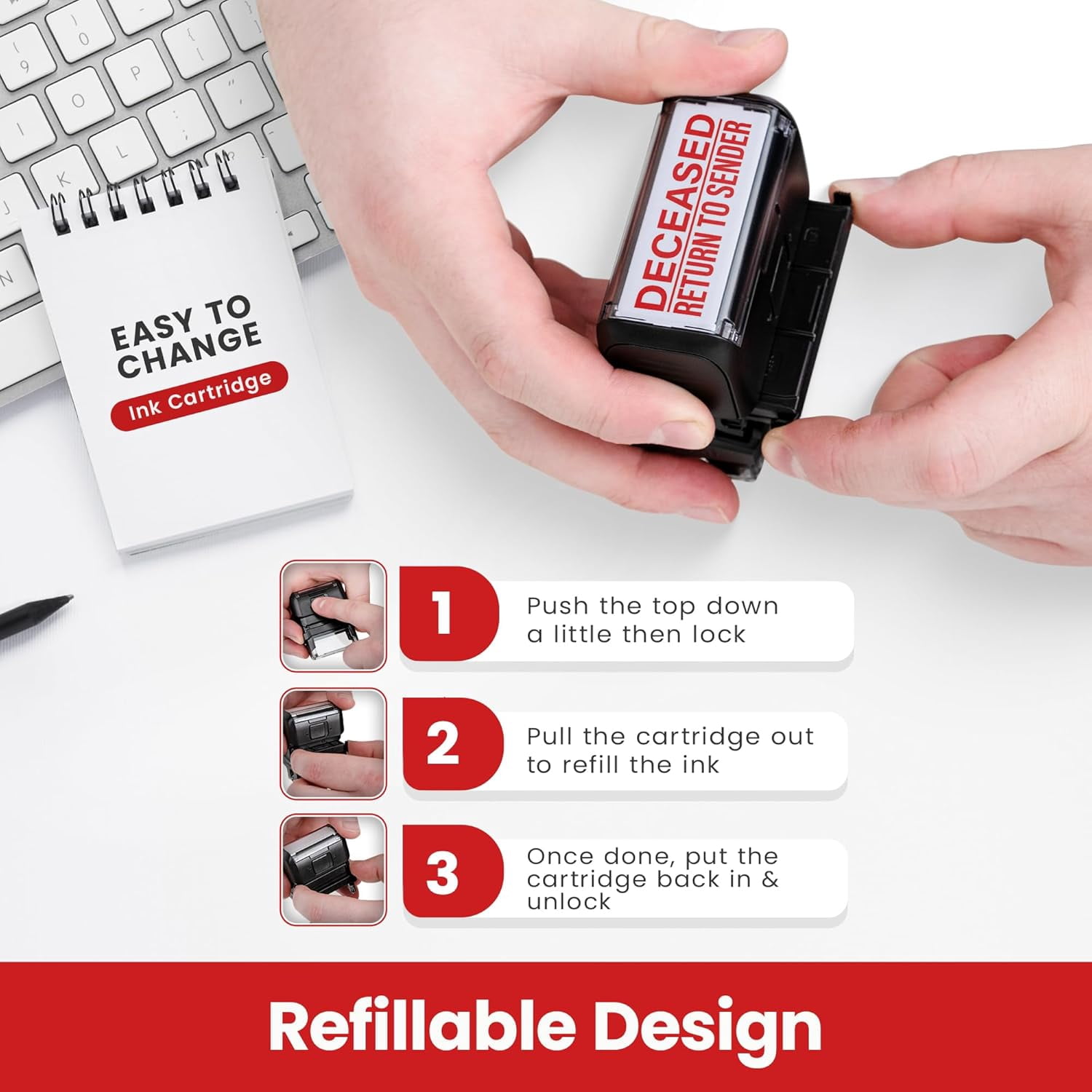 Promot Deceased Return to Sender - Self Inking Rubber Stamp