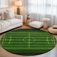 thumbnail image 2 of Round Rugs 6Ft, Green Football Field Round Area Rug Washable Indoor Throw Carpet, Modern Balls Sport Games Match Soft Non Slip Circle Rug for Office Cabinet Home Decor Aesthetic, 2 of 8