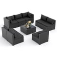 thumbnail image 4 of POTEBAN 9 Pieces Patio Conversation Set, Outdoor Black PE Wicker Sectional Sofa for Backyard Garden, Black, 4 of 9