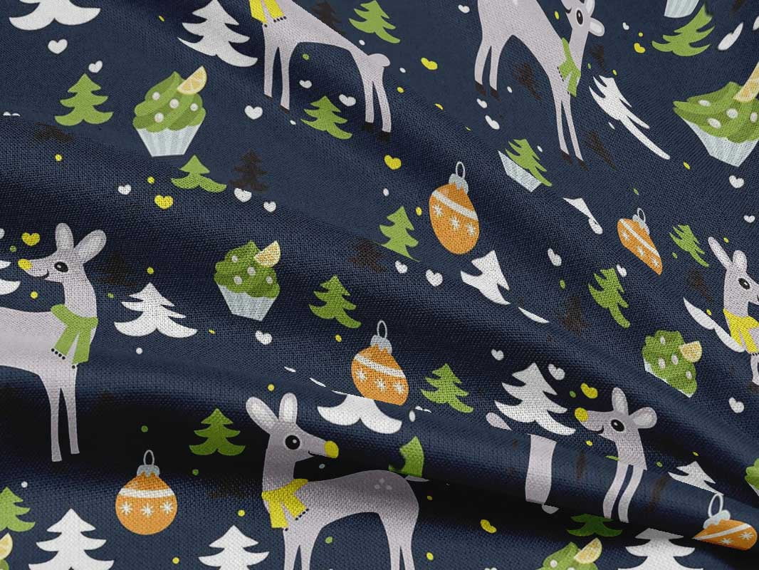 oneOone Rayon Dark Navy Blue Fabric Christmas Sewing Fabric By The Yard Printed Diy Clothing Sewing Supplies 56 Inch Wide