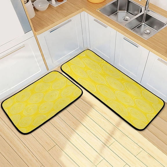 Kitchen Rug Set 2 Pieces Non Slip Kitchen Mat for Kitchen Home Floor Sink 47"x19" 27"x19" Circles and Lines