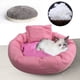 thumbnail image 1 of Cama redonda para perros con almohada elevada | Colchón para mascotas de felpa suave para perros y gatos pequeños | Cojín Grueso Antideslizante para Portajaulas | 17,7 x 17,7 x 3,9 pulgadas | 95%, 1 of 7