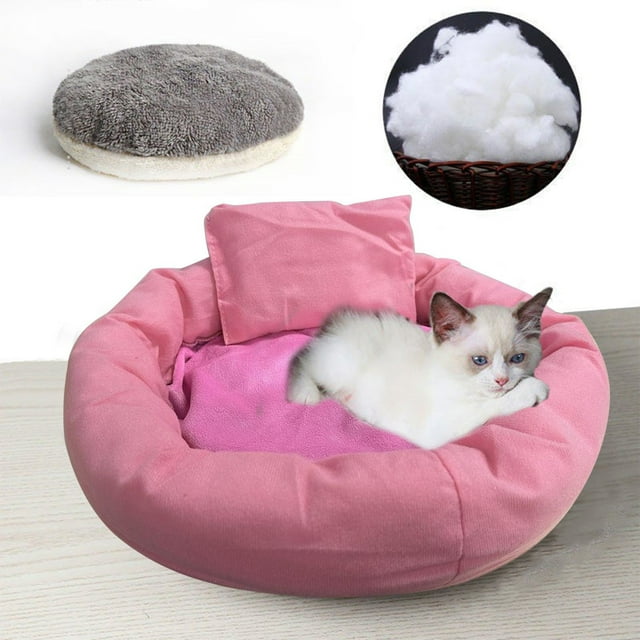 TIMIFIS Lit pour Chat Chien Rond Matelas Épais pour Chien Chenil pour Automne et Hiver avec Oreiller Autour Adapté pour Chiot Boucles Sommeil - Automne/hiver