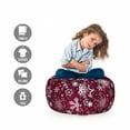 thumbnail image 2 of Winter Storage Toy Bag Chair, Floral Flakes with Colorful Swirls Dots and Stars Xmas Party, Stuffed Animal Organizer Washable Bag, Large Size, Maroon White Multicolor, by Ambesonne, 2 of 3
